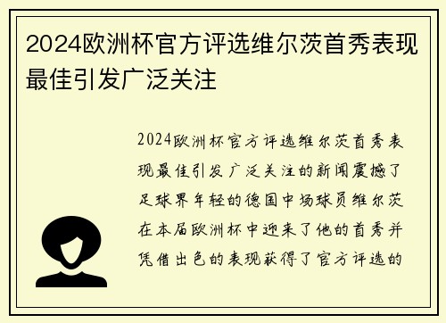 2024欧洲杯官方评选维尔茨首秀表现最佳引发广泛关注